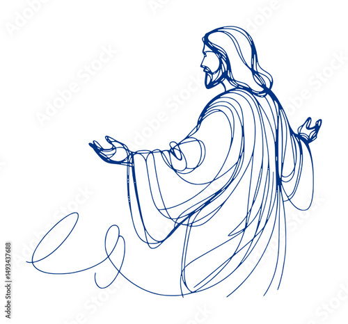 line art sketch drawing- jesus christ the redeemer (artwork 4)