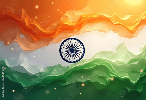 Abstract indian flag draped fabric design