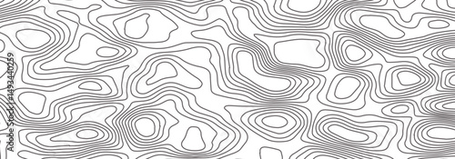 Abstract topographic map contour, white background and black wave lines pattern texture. geographic contour map grid backdrop paper texture. terrain path isolated on a background.