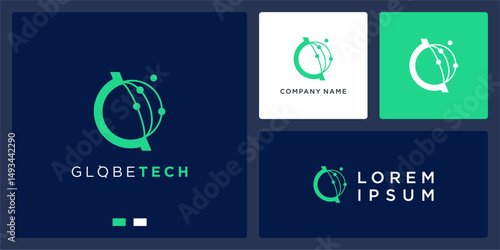 Unique globe tech logo idea