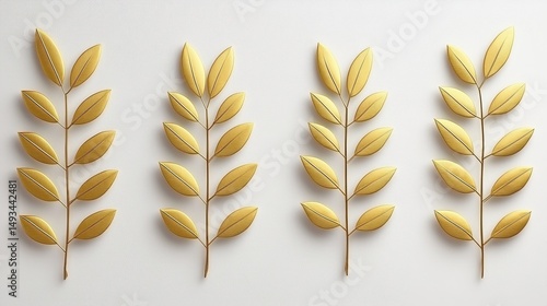 Four Elegant Golden Leaf Designs on a Soft Background for Nature and Decor Themes