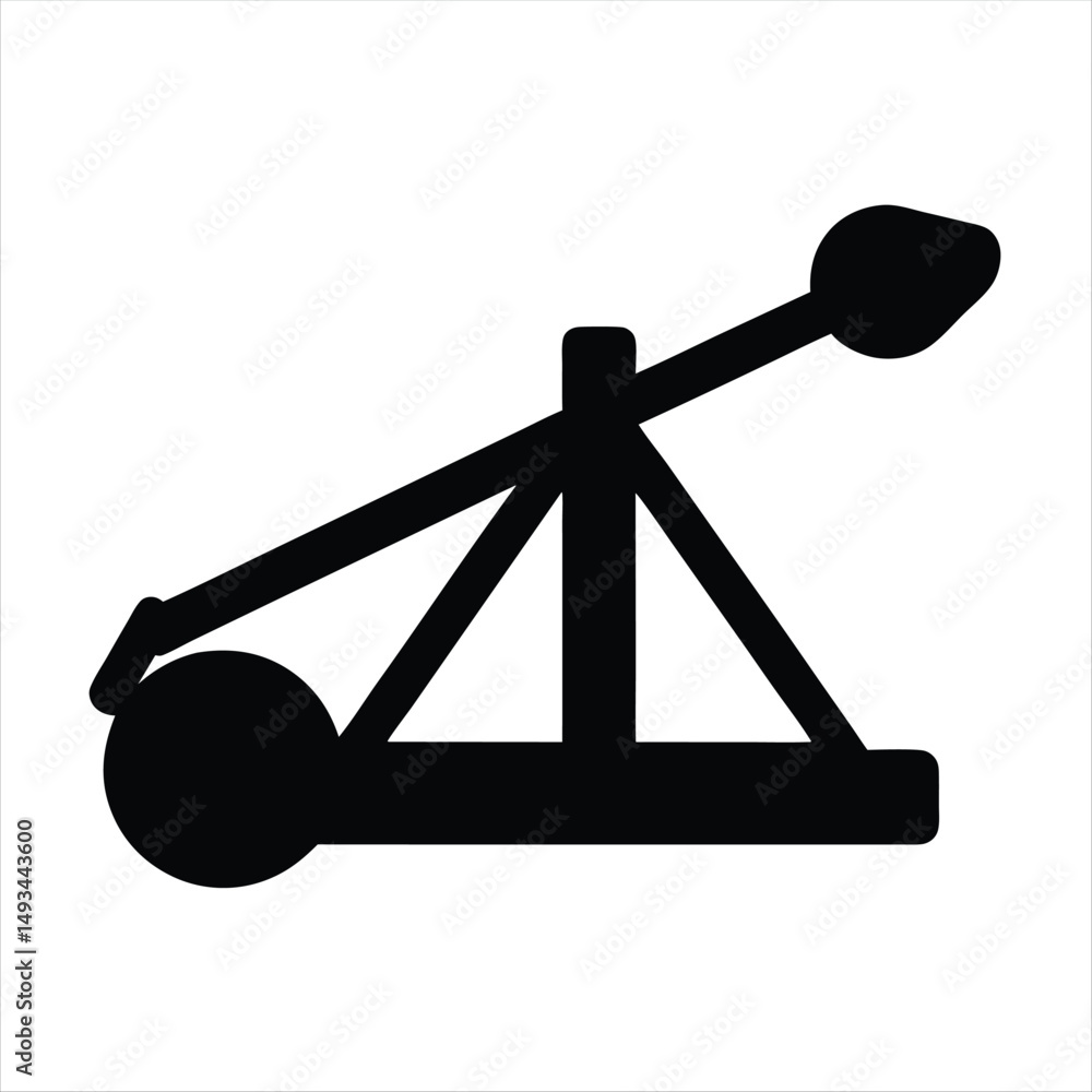Silhouette of a medieval trebuchet weapon ready to launch projectile Silhouette of a medieval trebuchet weapon ready to launch projectile