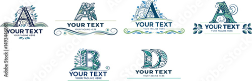 Decorative floral Alphabet Ancient Style Antique Stock Vector