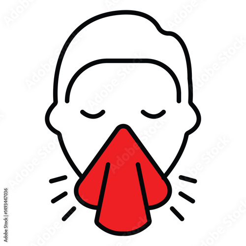 Sneezing Vector Icon Showing Hygiene and Prevention Measures