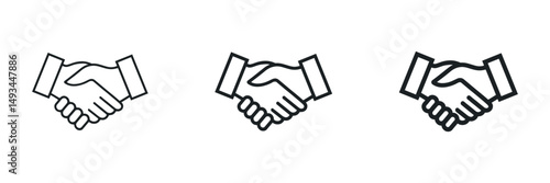 Handshake icon set. Business agreement handshake. friendly handshake icon symbol. partnership deal symbol icon vector.