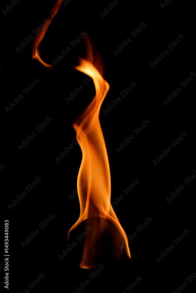 Graceful Orange Flame Dancing on Black Background in Studio Lighting Graceful Orange Flame Dancing on Black Background in Studio Lighting