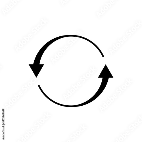 Semicircular arrows rotate in a circle. Semi circle arrows follow each other.