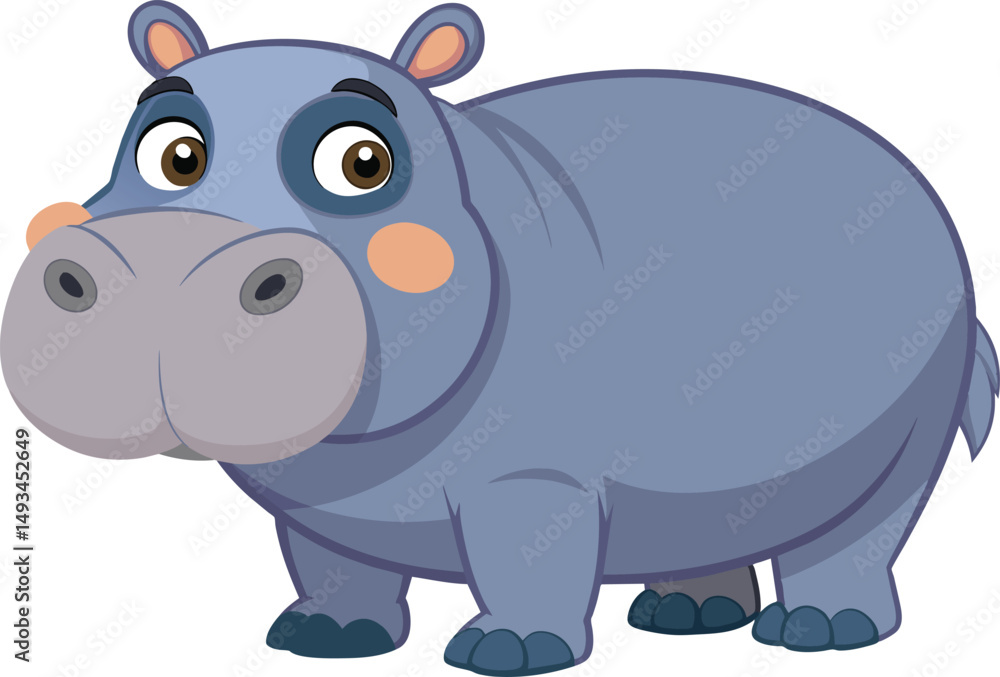 Obraz premium Cute Cartoon Hippopotamus Illustration