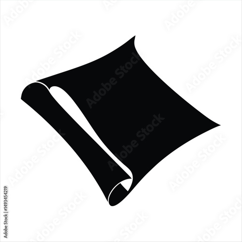Abstract black paper scroll corner peeling vector illustration on white backdrop