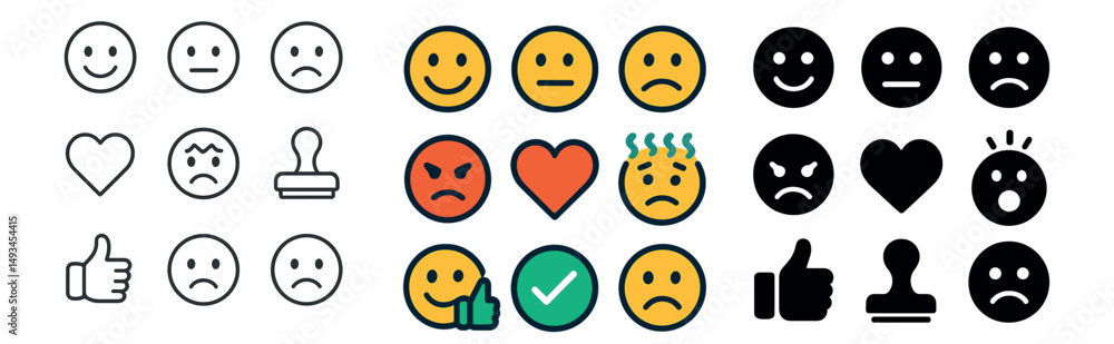 Emotional expression icon collection: silhouette, linear, and flat styles for moods Emotional expression icon collection: silhouette, linear, and flat styles for moods