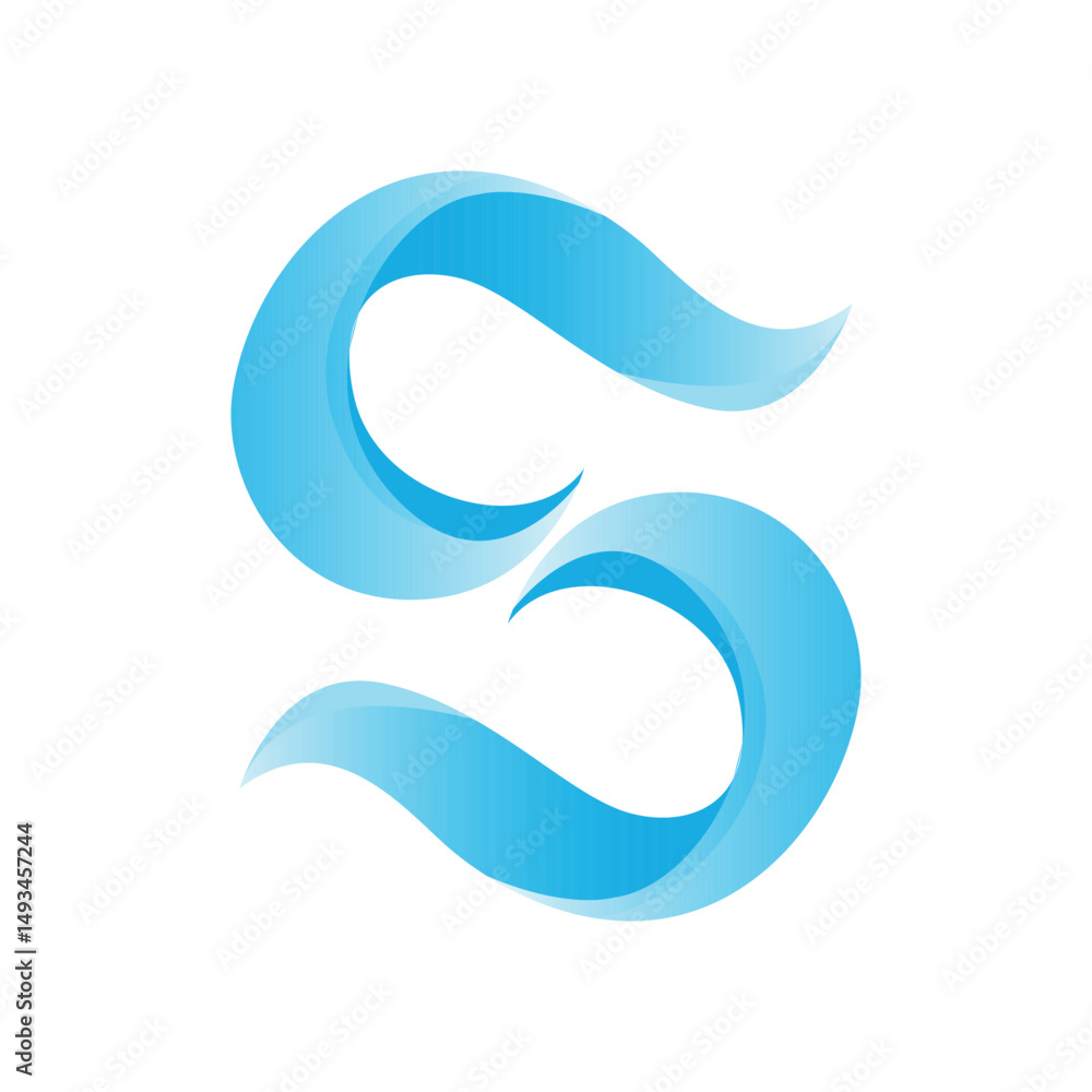 Naklejka premium Abstract Blue Wave S Logo Design Elegant and Modern Branding Element