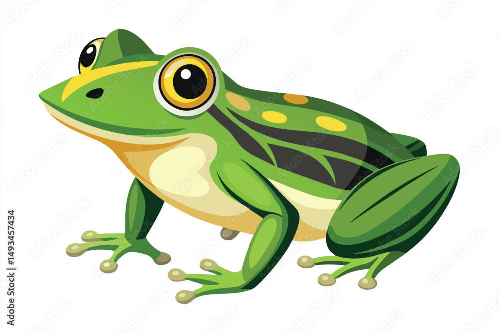 Naklejka premium Cute Green Frog Cartoon Illustration
