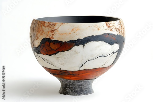 Abstract ceramic bowl with layered colors