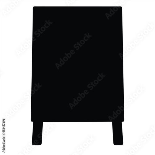 Solid black sandwich board for displaying a message on a sidewalk
