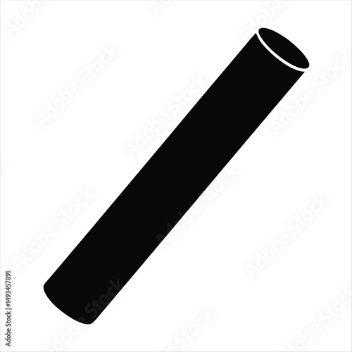 A black cylindrical object standing out against a white backdrop creates contrast