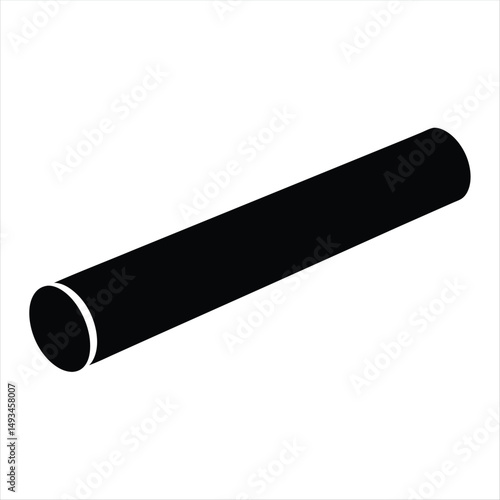 A simple black cylinder on a white background in oblique perspective