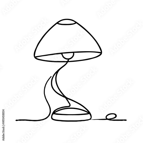 Minimalist line drawing of a modern desk lamp with a base  