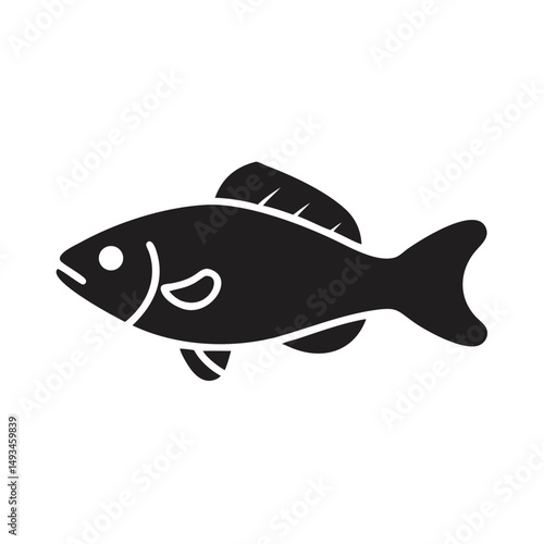 Simple flat fish icon on a black background