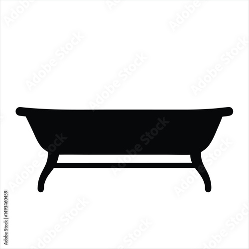 Elegant Bathtub Silhouette on White Background for Bathroom Design Projects