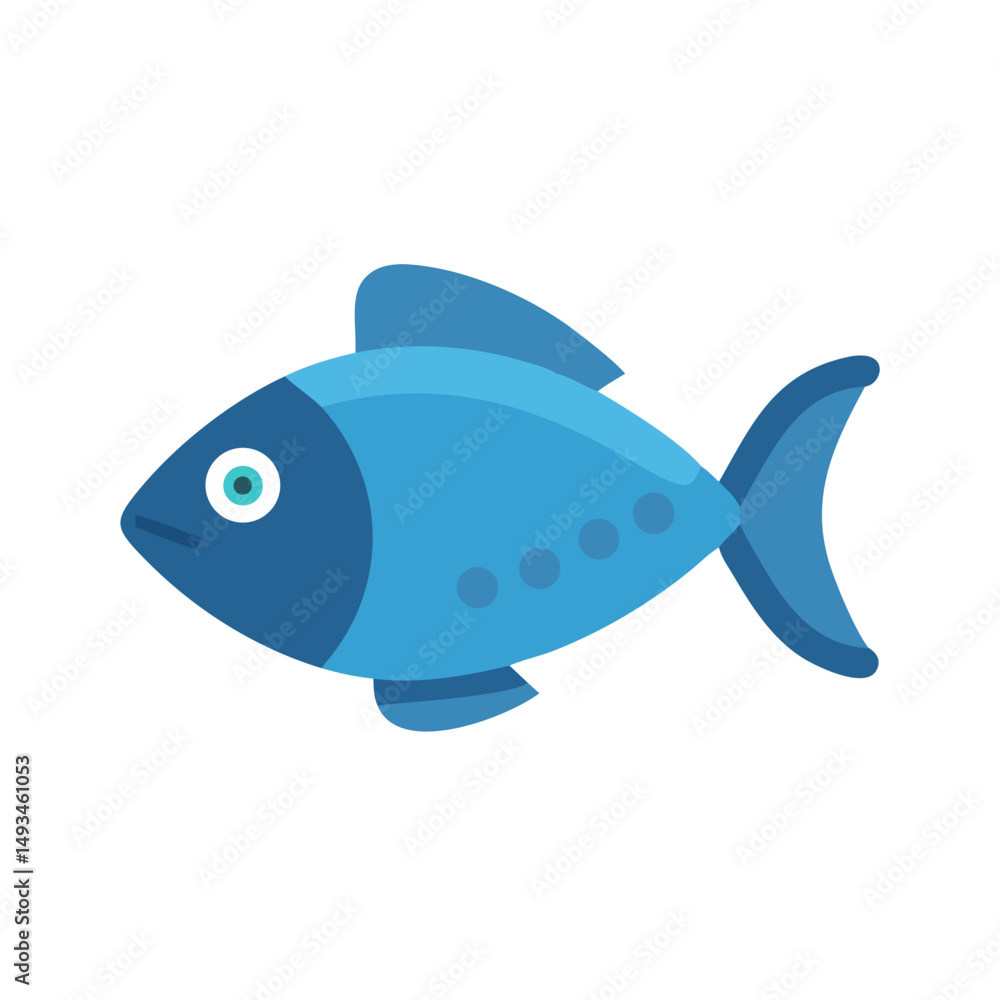 Fototapeta premium Flat design blue fish on a black background