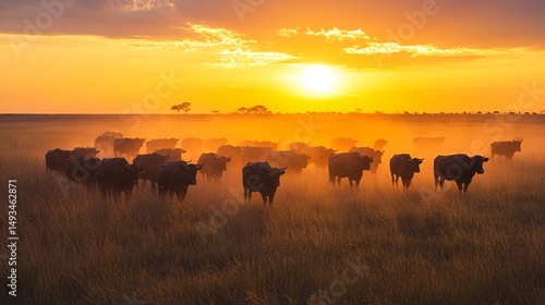 Wallpaper Mural cows at sunset Torontodigital.ca