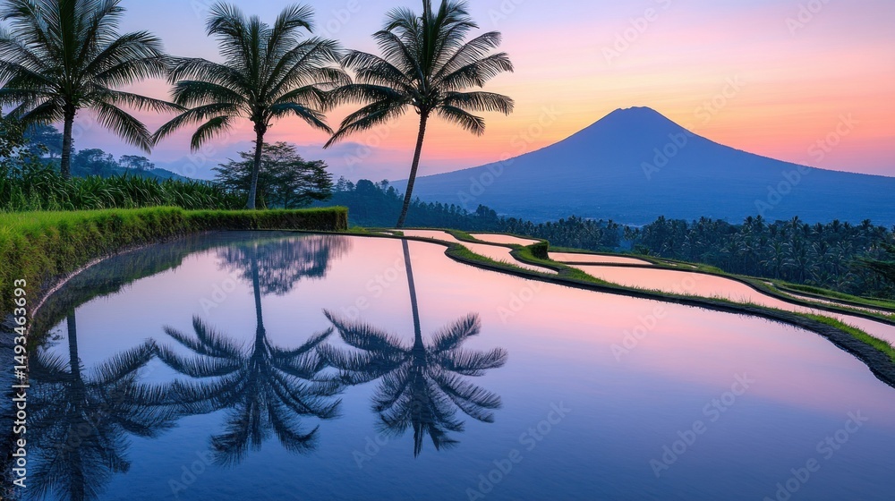 Obraz premium Serene Sunrise over Rice Terraces