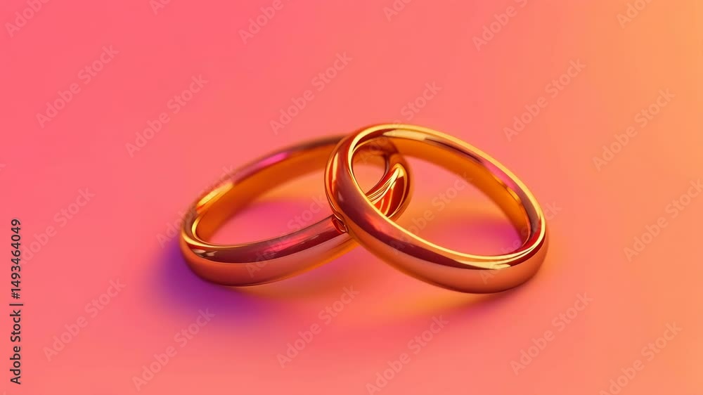 Elegant Golden Wedding Rings Displayed on a Warm Orange Background With Soft Lighting for Romantic Ambiance. Generative AI Elegant Golden Wedding Rings Displayed on a Warm Orange Background With Soft Lighting for Romantic Ambiance. Generative AI