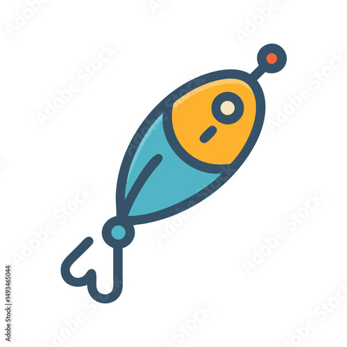 Fishing lure icon, colorful design against black background