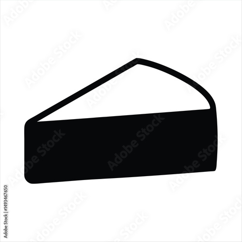 Simple black and white image showing a wedge of cheese or cake
