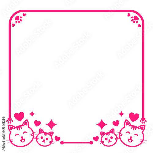 Wallpaper Mural pink line square frame have heart with cute cat and sparkle Torontodigital.ca