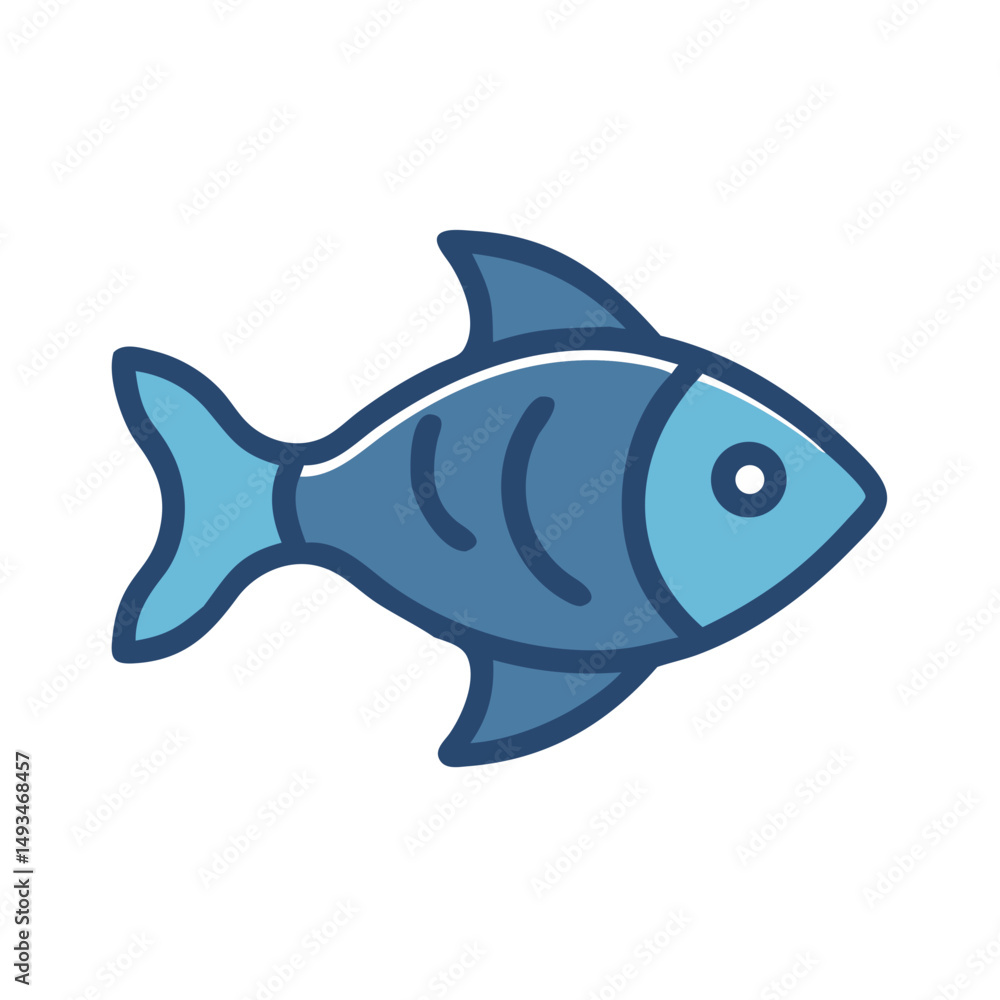 Obraz premium Blue cartoon fish swimming on black background image