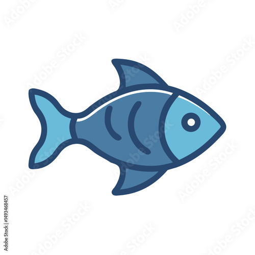 Blue cartoon fish swimming on black background image