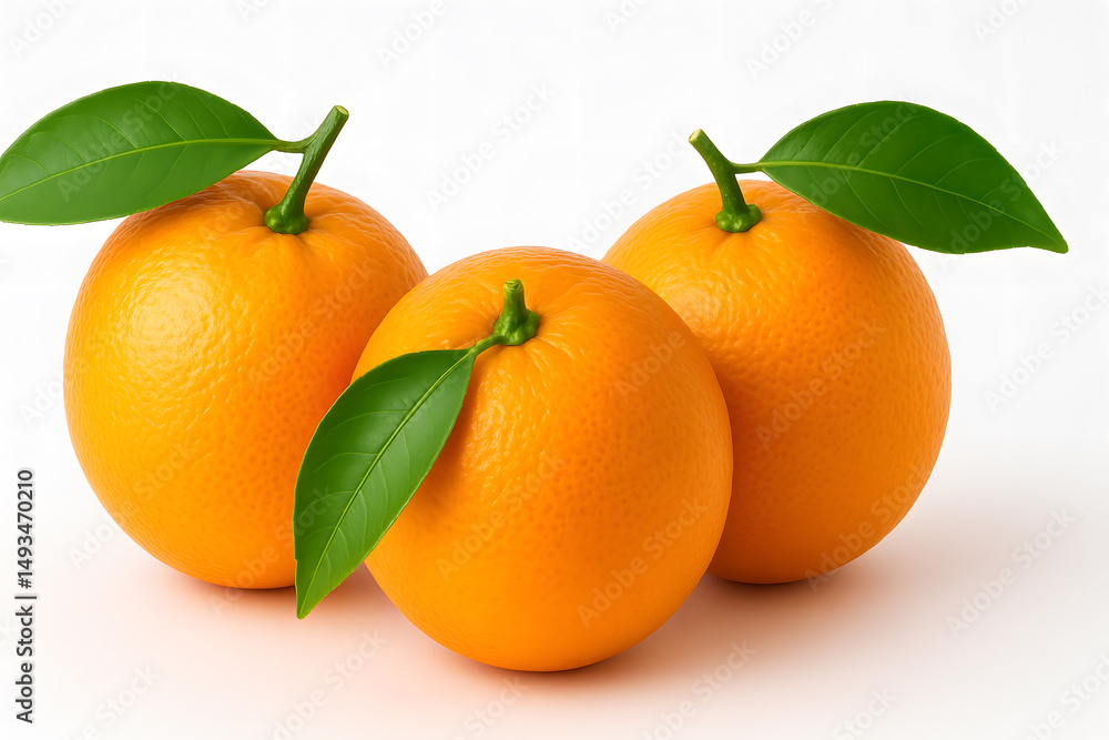 Three Oranges with Green Leaves Three Oranges with Green Leaves