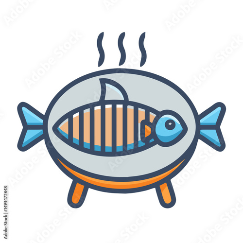 Illustration of cooked fish served on a dish