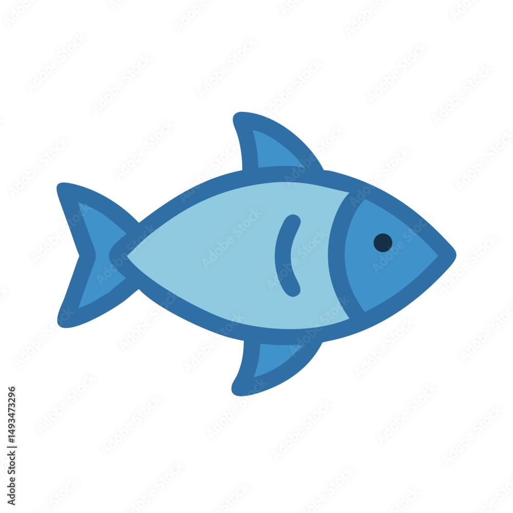 Obraz premium Stylized blue fish icon on black background graphic