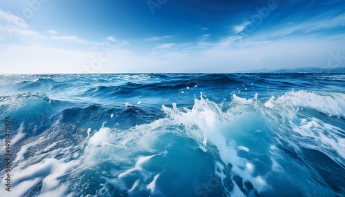 a stunning close up of ocean waves showcasing vibrant blue waters and frothy white bubbles ideal for beach and nature themes
