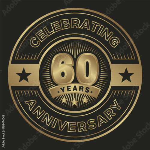 60 years anniversary. Celebrating anniversary emblem logo	