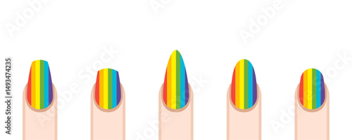 Rainbow Pride Nail Art, Colorful Manicure Designs, Fashion Statement Nails