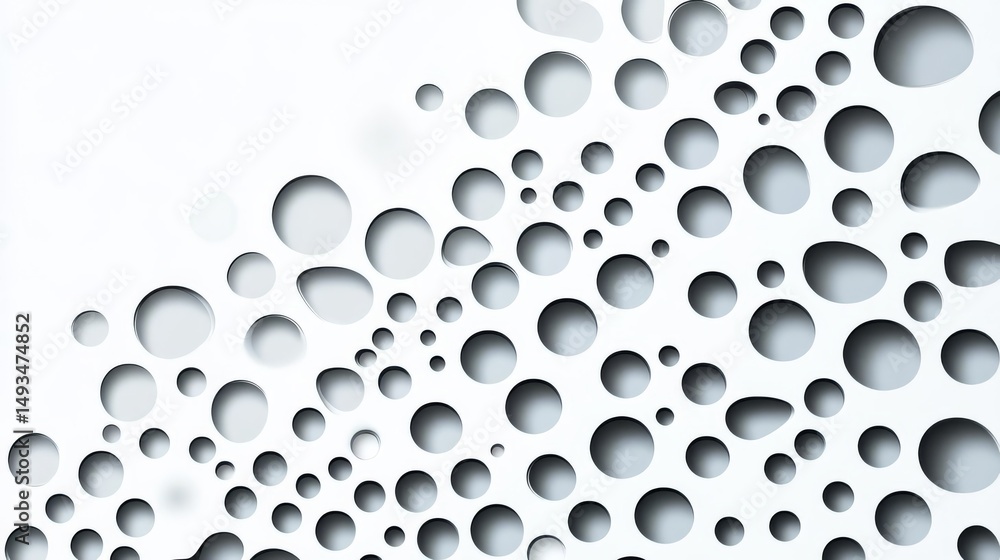 Abstract design featuring gray circles on a white background, creating depth and texture. Abstract design featuring gray circles on a white background, creating depth and texture.