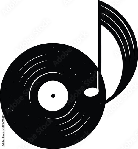 vinyl record with music notes