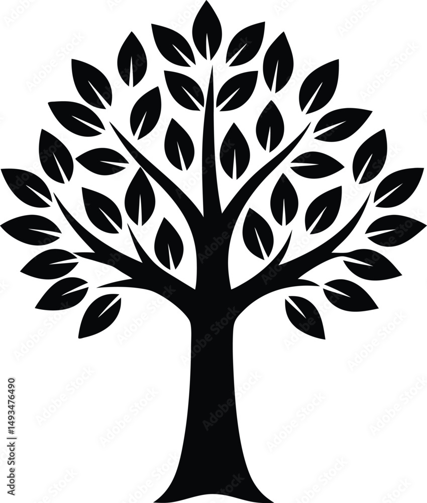 Fototapeta premium vector tree silhouette with leaves
