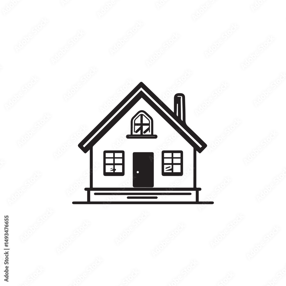 Printvector sketch illustration of house with door and window doodle icon for real estate use Printvector sketch illustration of house with door and window doodle icon for real estate use
