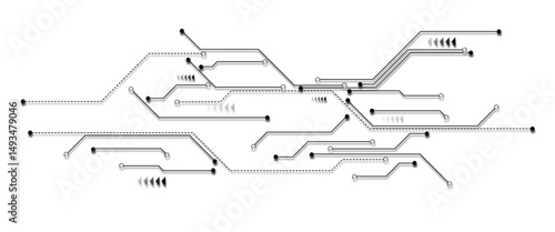 Vector technology background with crossed lines and dots.