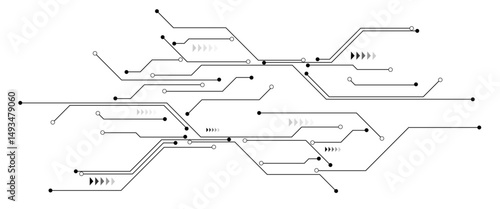 Vector technology background with crossed lines and dots.
