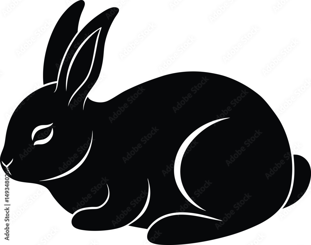 Obraz premium black rabbit vector illustration