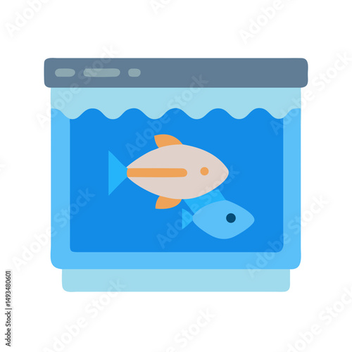 Fish tank with fish flat design illustration