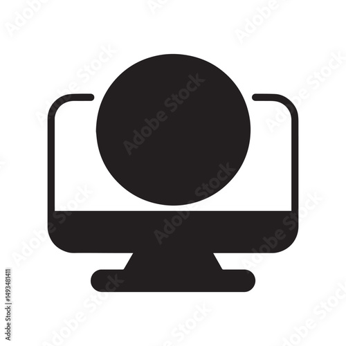 computer monitor with webcam icon representing online communication, virtual meetings, and remote work.