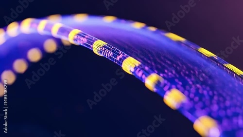 Colorful Abstract Waves of Light and Particles Creating Digital Patterns with Bokeh Effect in Background