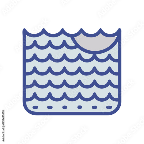 Stylized water surface icon with sunlight reflection