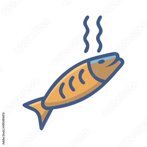Stylized image of cooked fish on black background